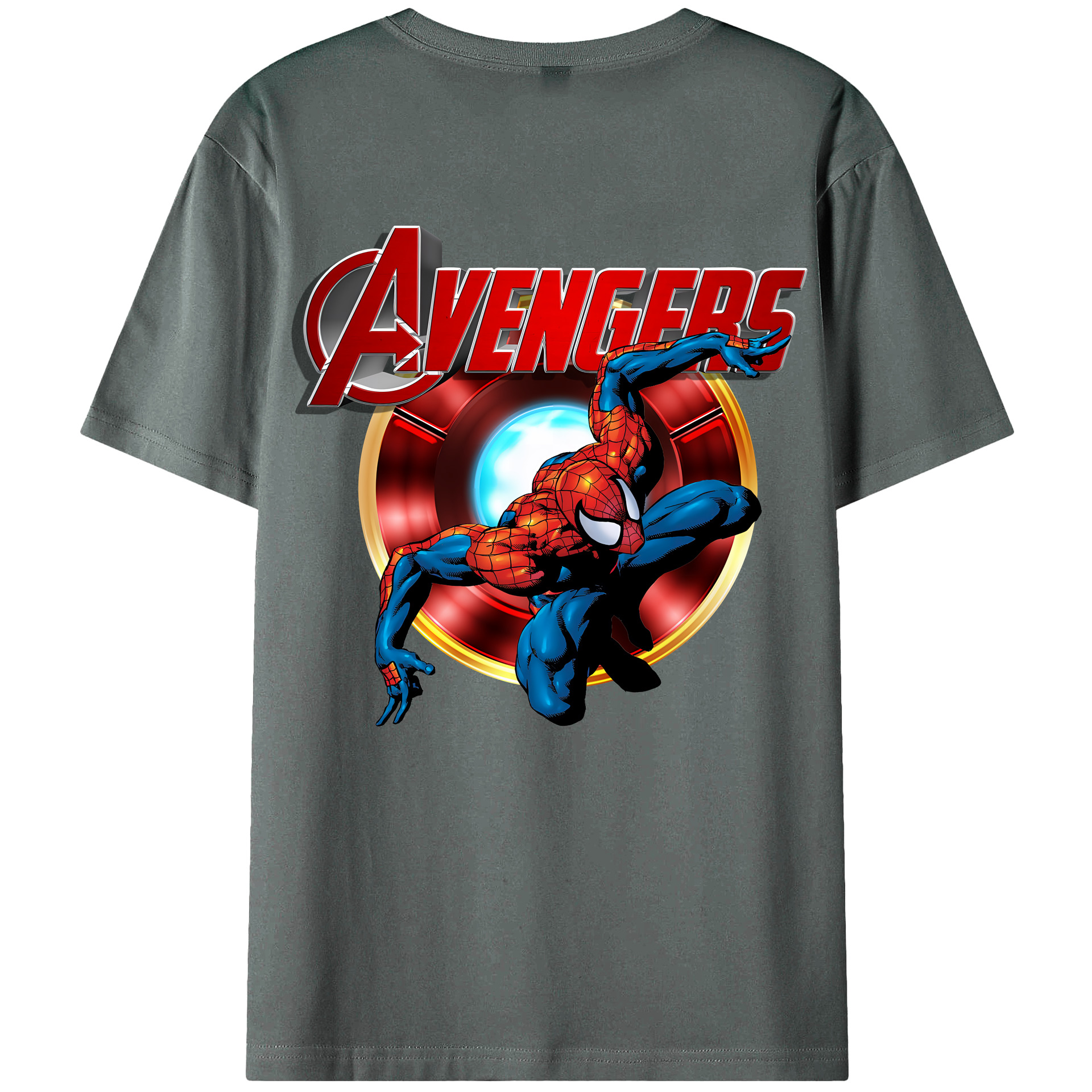 （画像用） Spider Man スパイダーマン 綿100％ メンズ半袖Tシャツ（バックプリント） 通気性